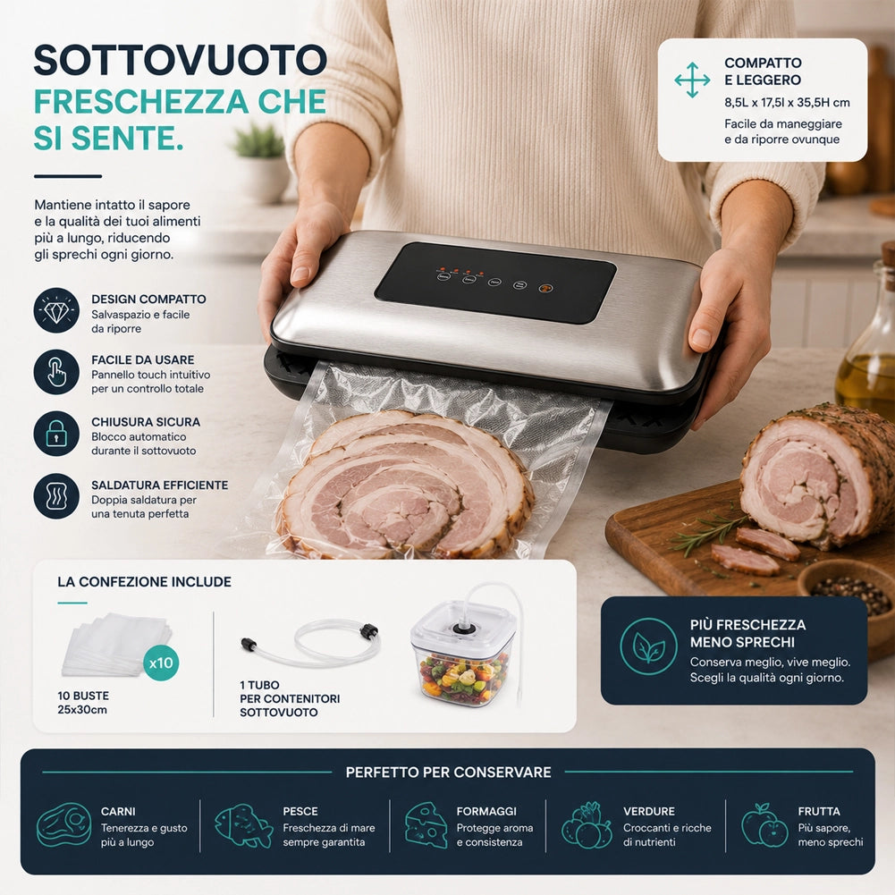 Macchina Sottovuoto e Sigilla 110W Forza Aspirante -600mBar per Alimenti
