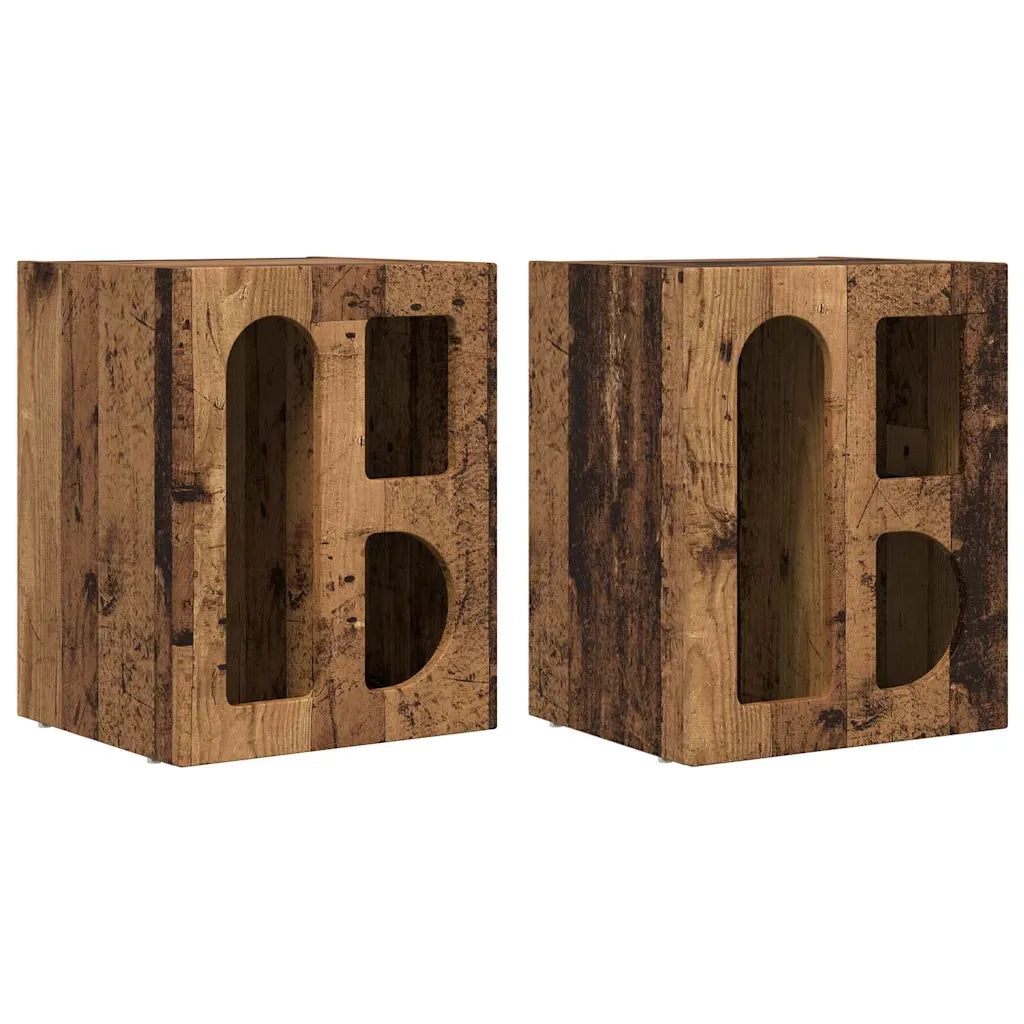 Comodino 2 pcs Legno vecchio 40 x 35 x 50 cm Legno multistrato