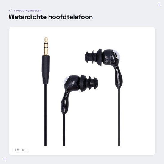Cuffie acquatiche - Impermeabili - Disegno ergonomico - Nero - Idonee per nuoto, surf, corsa - IP68 - Perfette per attività sportive intense