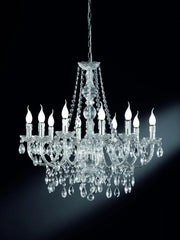 LUSTER LAMPADARIO CLASSICO 10 LUCI ACRILICO TRASPARENTE CM.76 ATTACCO E14
