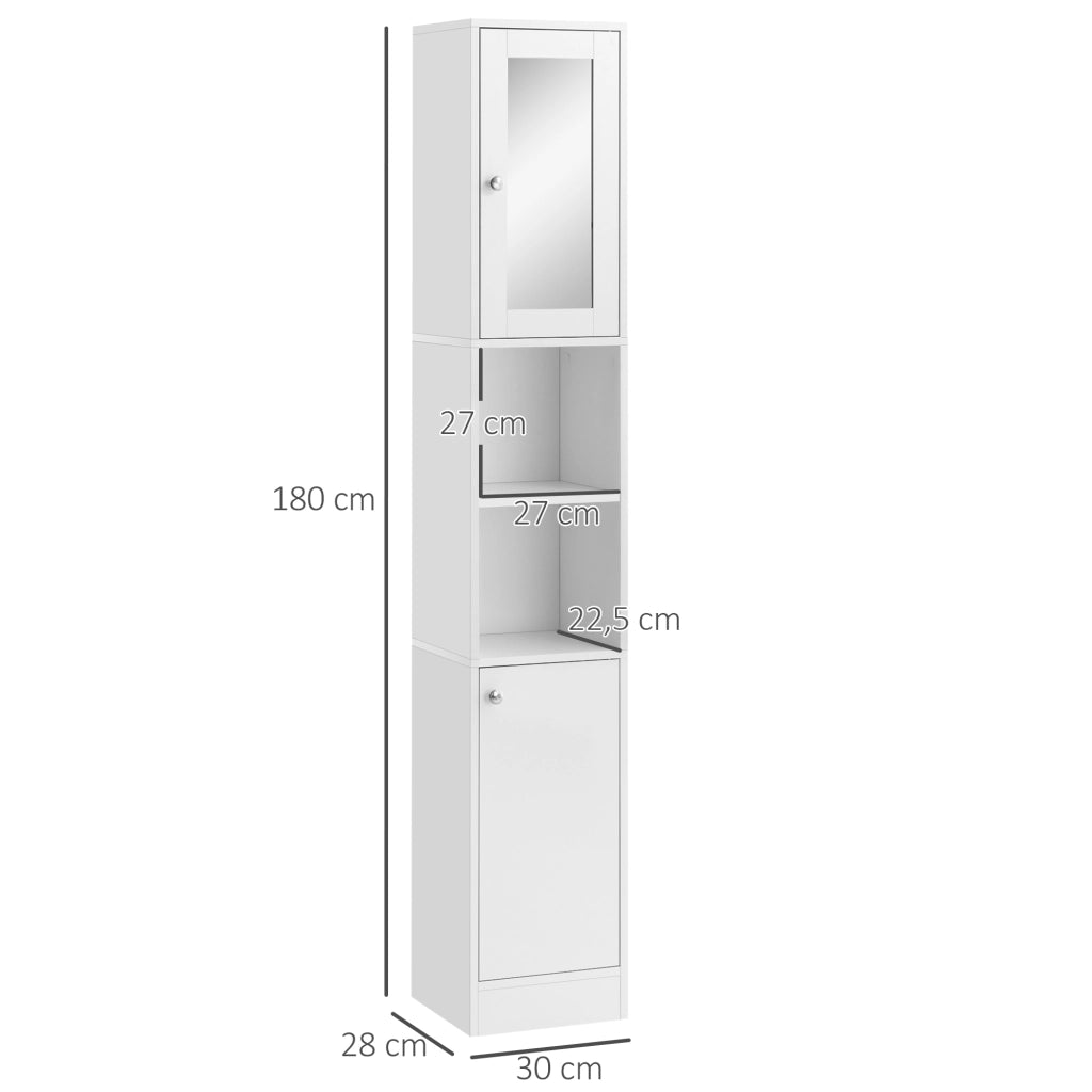 Armadio Bagno con Specchio ¨C zephmum ¨C Bianco Legno 30x28x180 cm