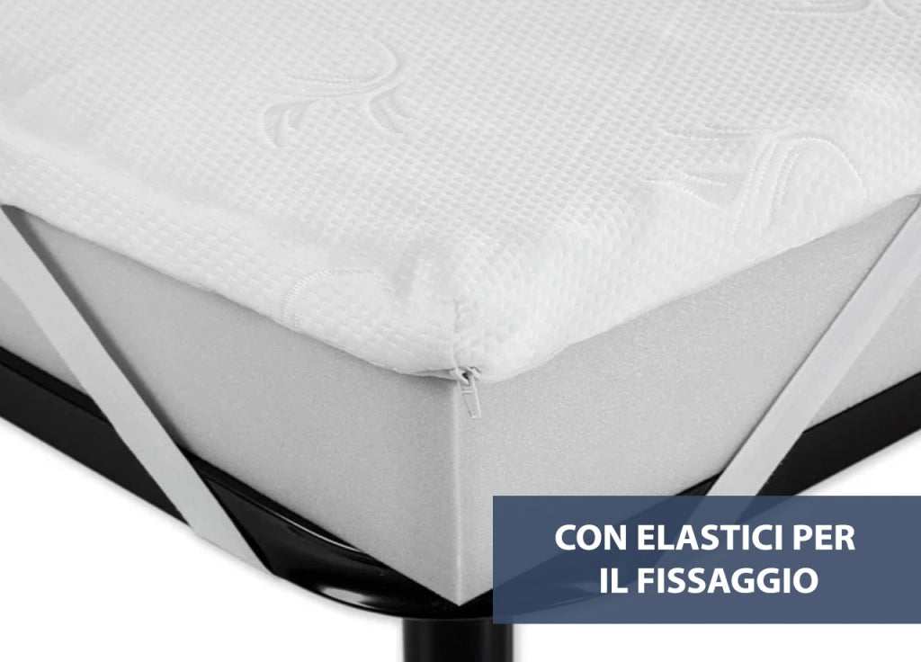 Topper Memory Materasso Sfoderabile Con Elastici Agli Angoli 7 Zone Altezza 4cm - Piazza E Mezza - Altezza 4cm
