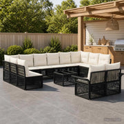 Set Divano da Giardino 13 pcs Nero polyrattan 3434977