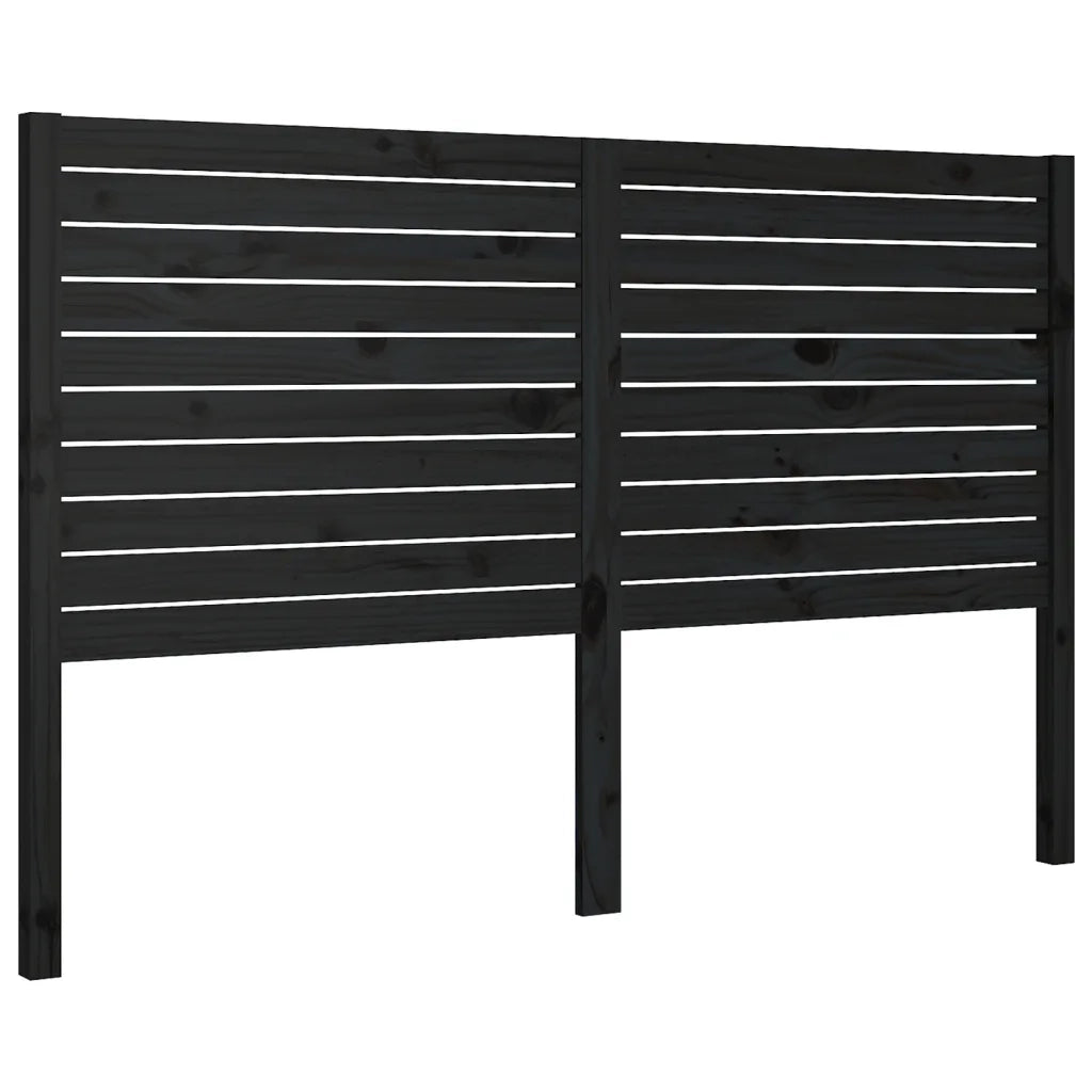 Testiera per Letto Nera 146x4x100 cm in Legno Massello di Pino 819024