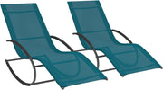 Set di 2 sedie a Dondolo da Giardino Malawi in Tela Grigio Antracite e Blu Anatra