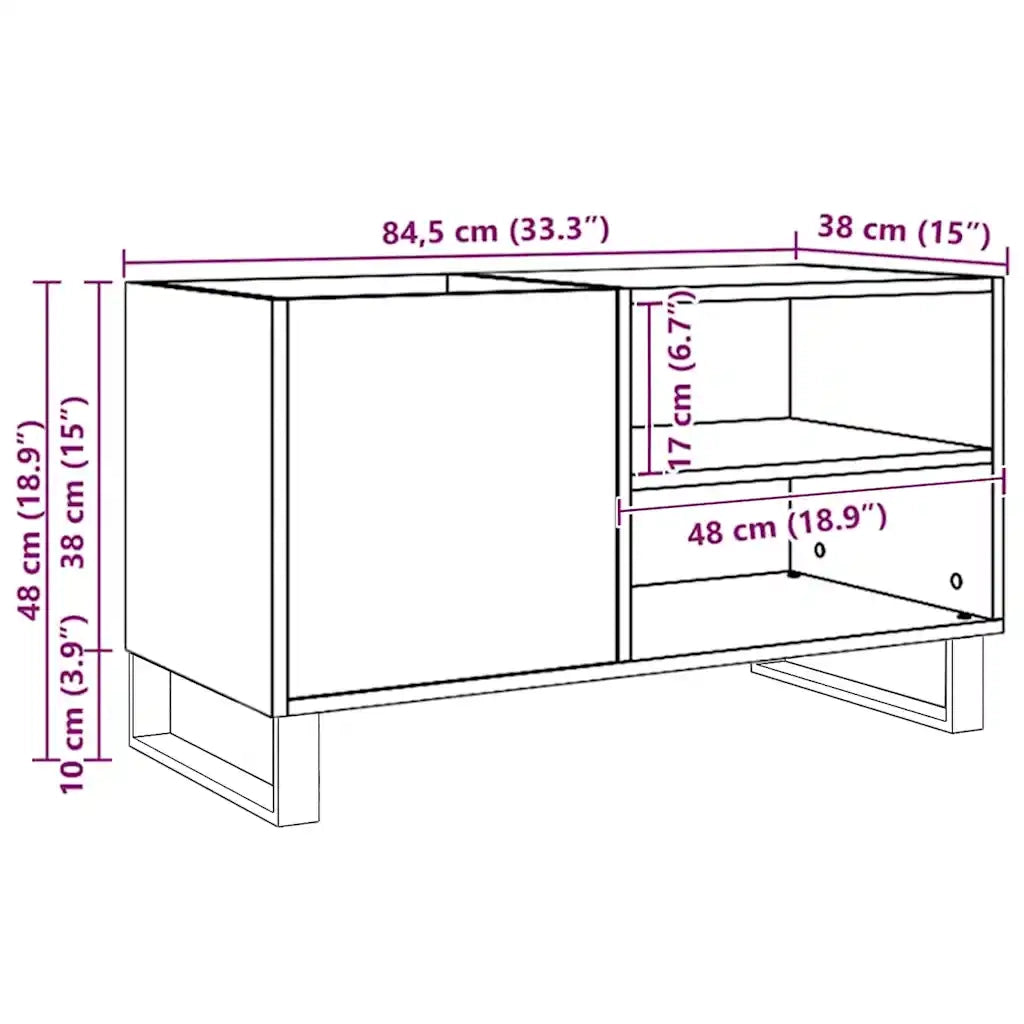 vidaXL Mobile Porta Dischi Rovere Artigianale 84,5x38x48cm Multistrato
