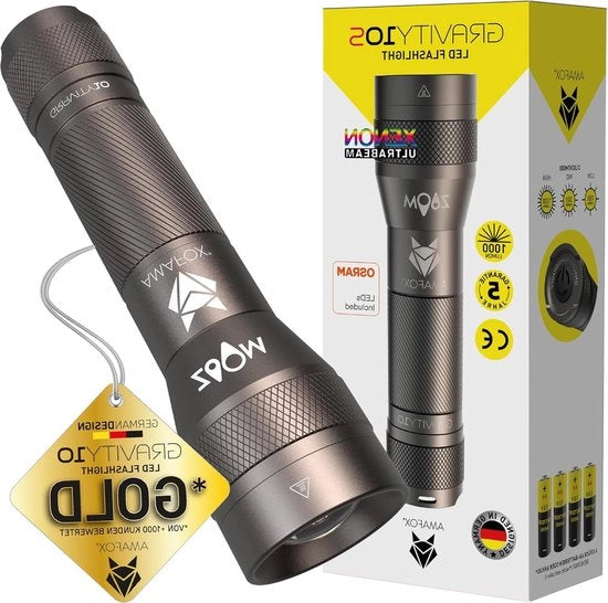 Lanterna a led potenza Xenon 1000 lumen, funzione batteria, estremamente luminosa, regolabile e zoomabile