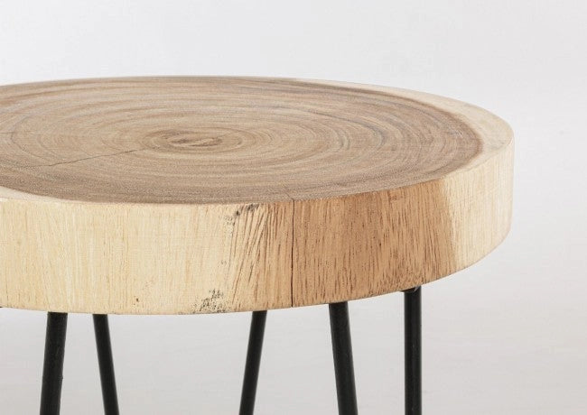 Set 2 Tavolini da Soggiorno Ø35x48 cm in Legno Tuala