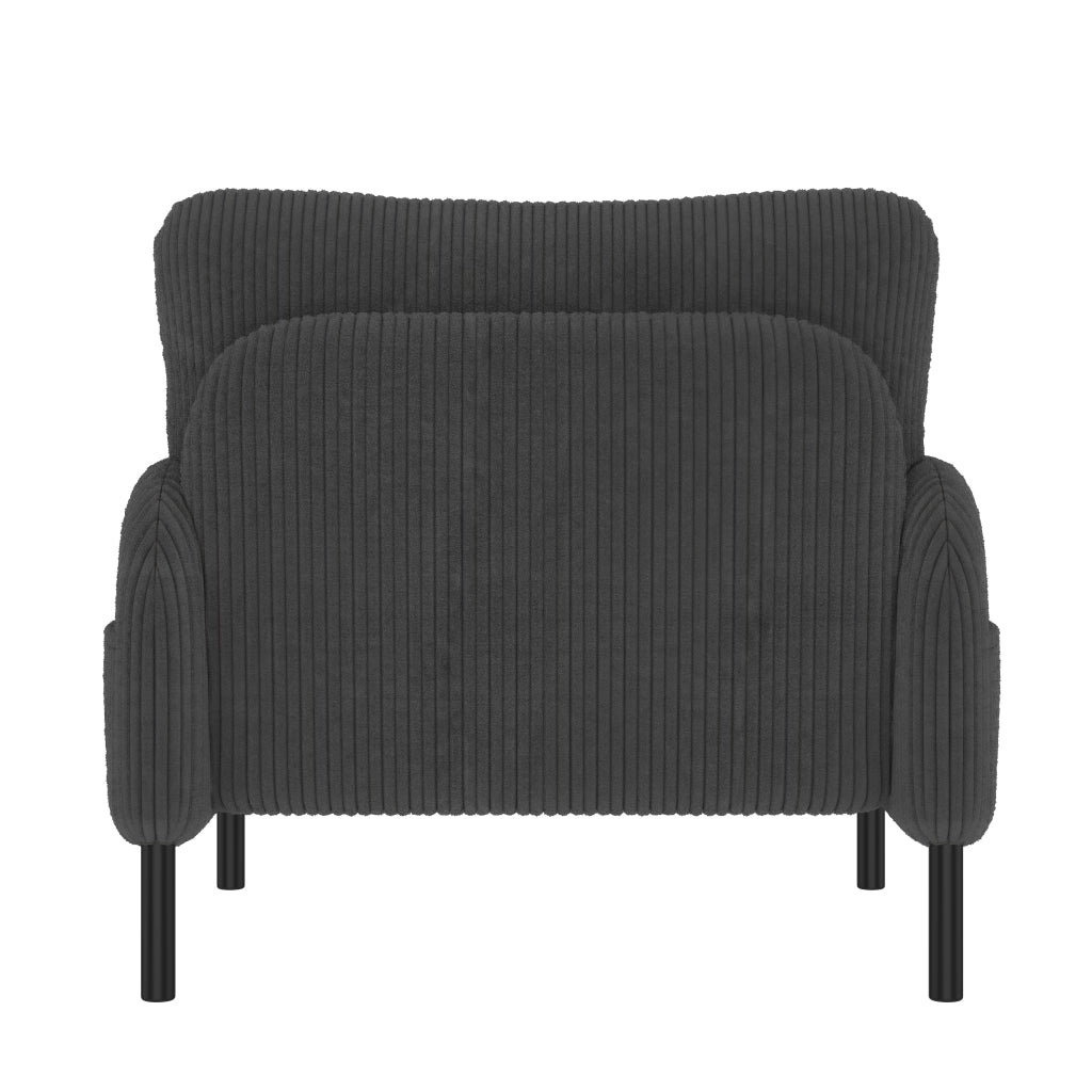 SET 3 PEZZI Divano 2 posti, poltrona e pouf in corduroy grigio