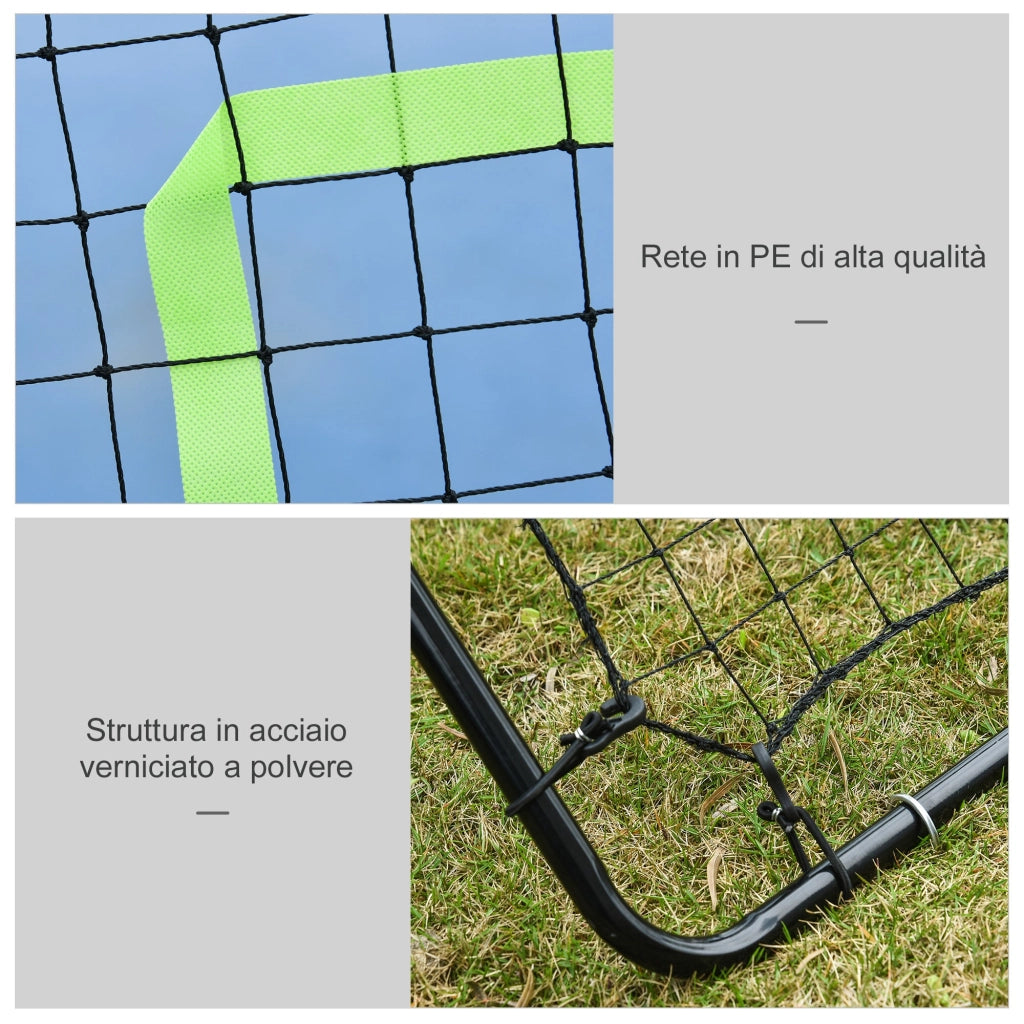 Rete Elastica Rimbalzo da Calcio e Rugby Rimbalzatore Portatile 90x80x140 cm