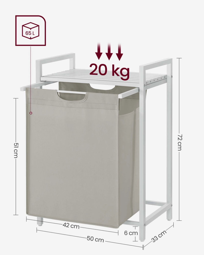 Cesto portabiancheria con 3 scomparti e 1 ripiano rimovibile per sacchetti capacità 38 litri per sacchetto per bagno o lavanderia bianco 12_0006766