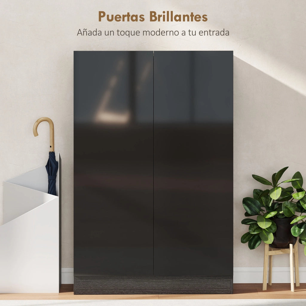 Scarpiera con ante e ripiani regolabili ¨C zephmum ¨C nero brillante 80x30x100 cm