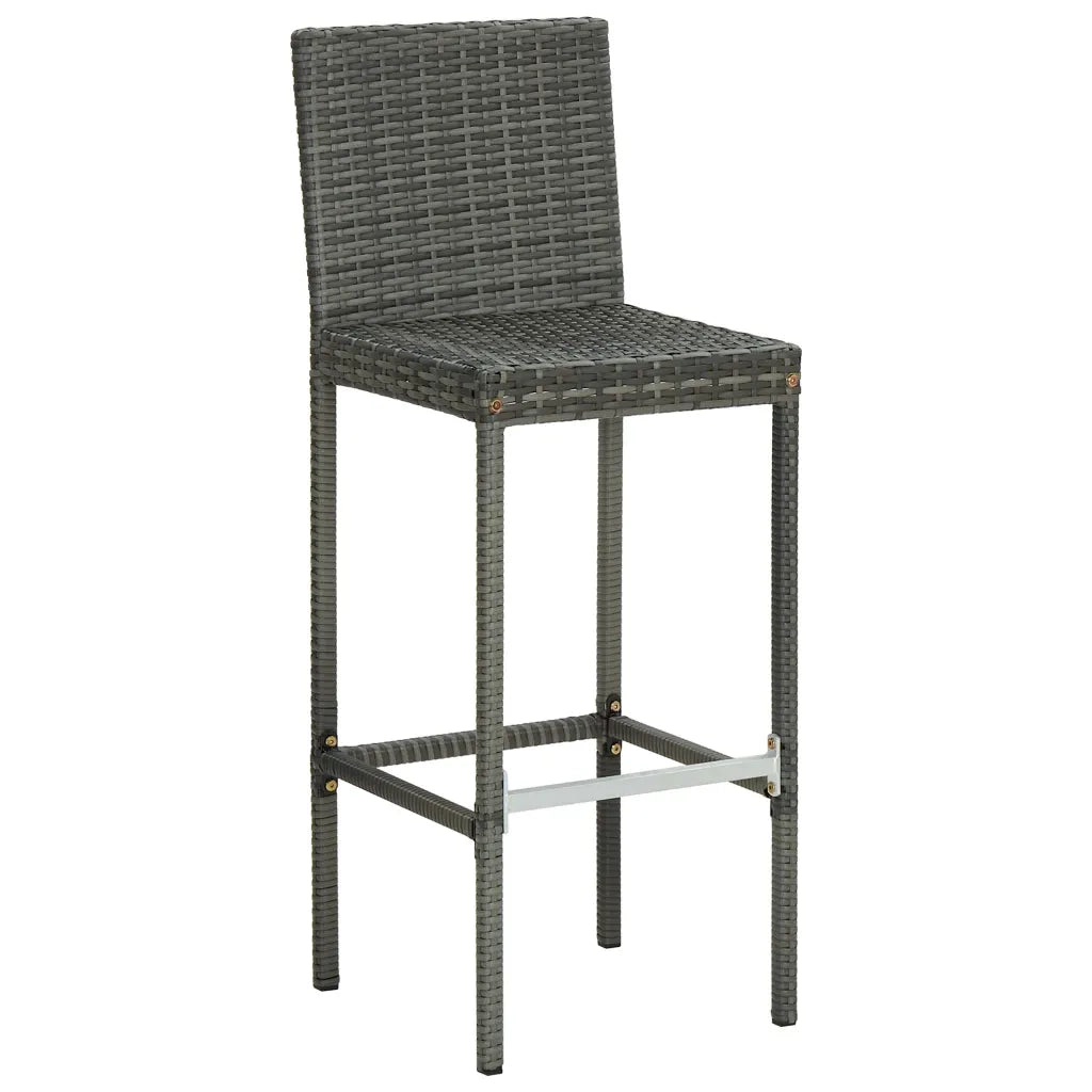 Sgabelli da Bar con Cuscini 6 pz in Polyrattan Grigio