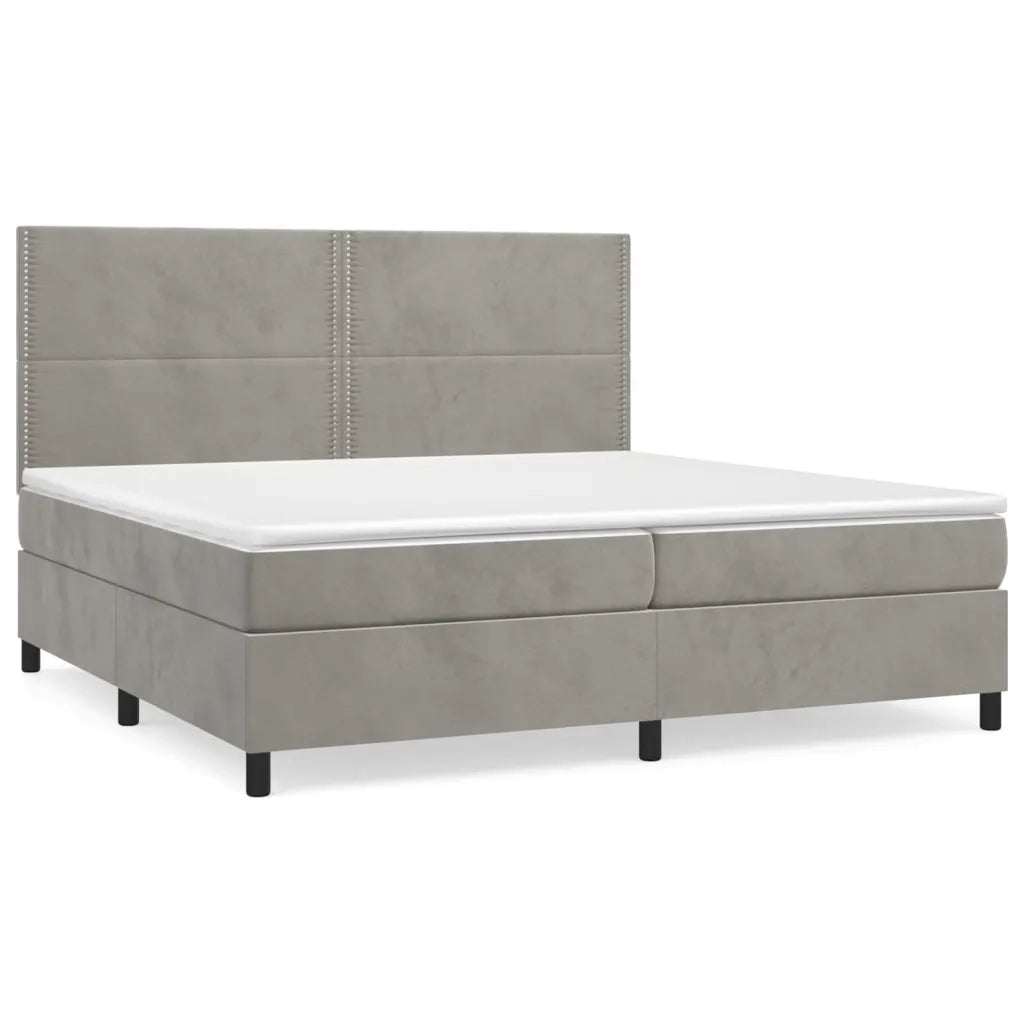 Giroletto a Molle con Materasso Grigio Chiaro 200x200cm Velluto 3142983