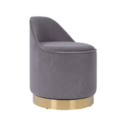 Pouf Girevole Viktor in Velluto Grigio con Vano Contenitore