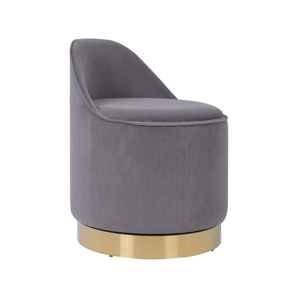 Pouf Girevole Viktor in Velluto Grigio con Vano Contenitore