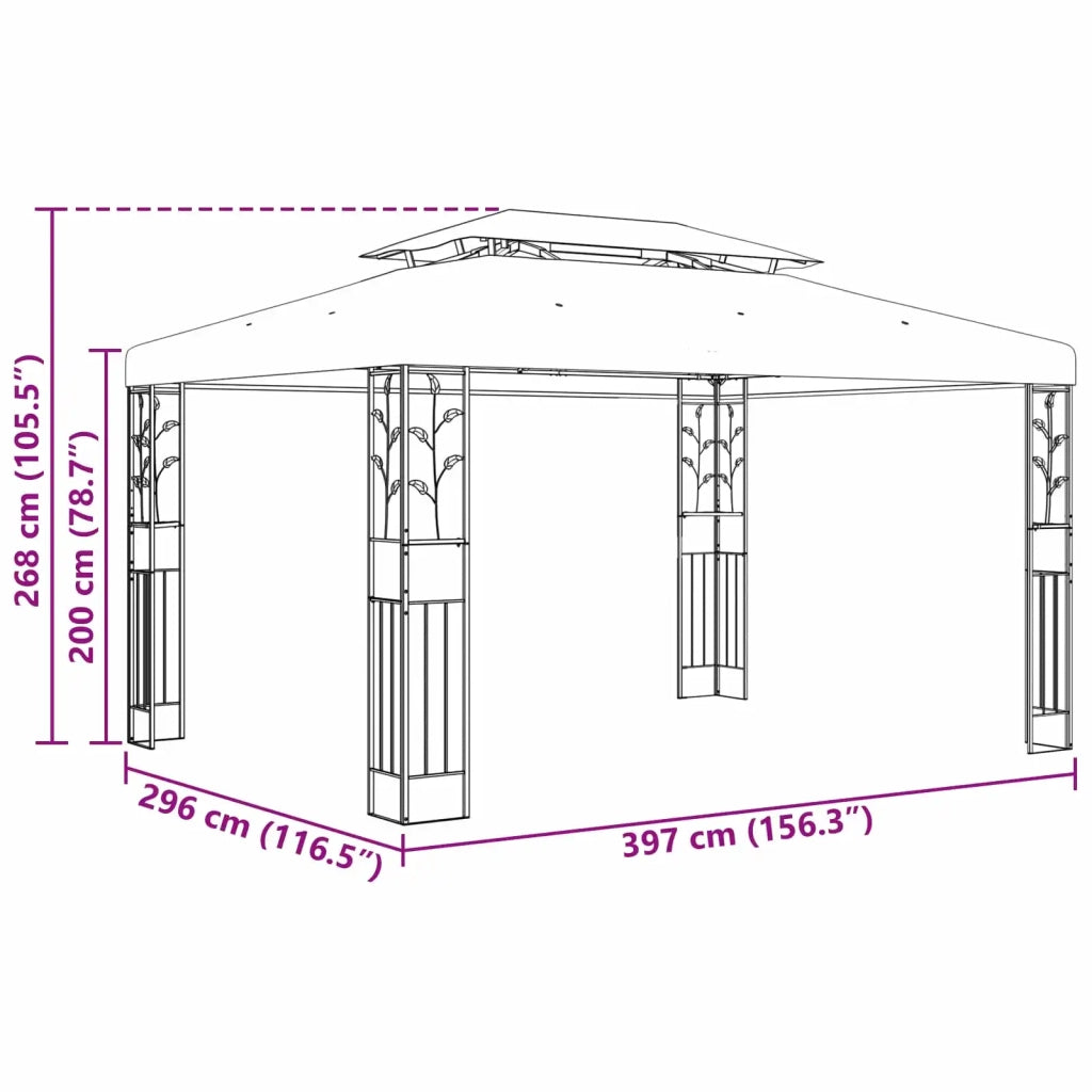 Gazebo 3,97 x 2,96 x 2,68 m Verde Poliestere e Acciaio 42030528
