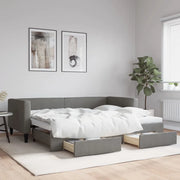 Divano Letto Estraibile Cassetti Grigio Scuro 90x200cm Tessuto 3196615