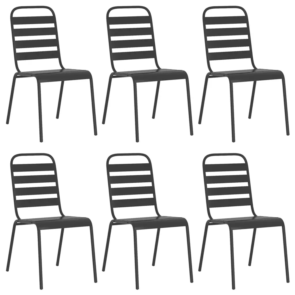 Set da Pranzo da Giardino 7 pz in Acciaio Antracite