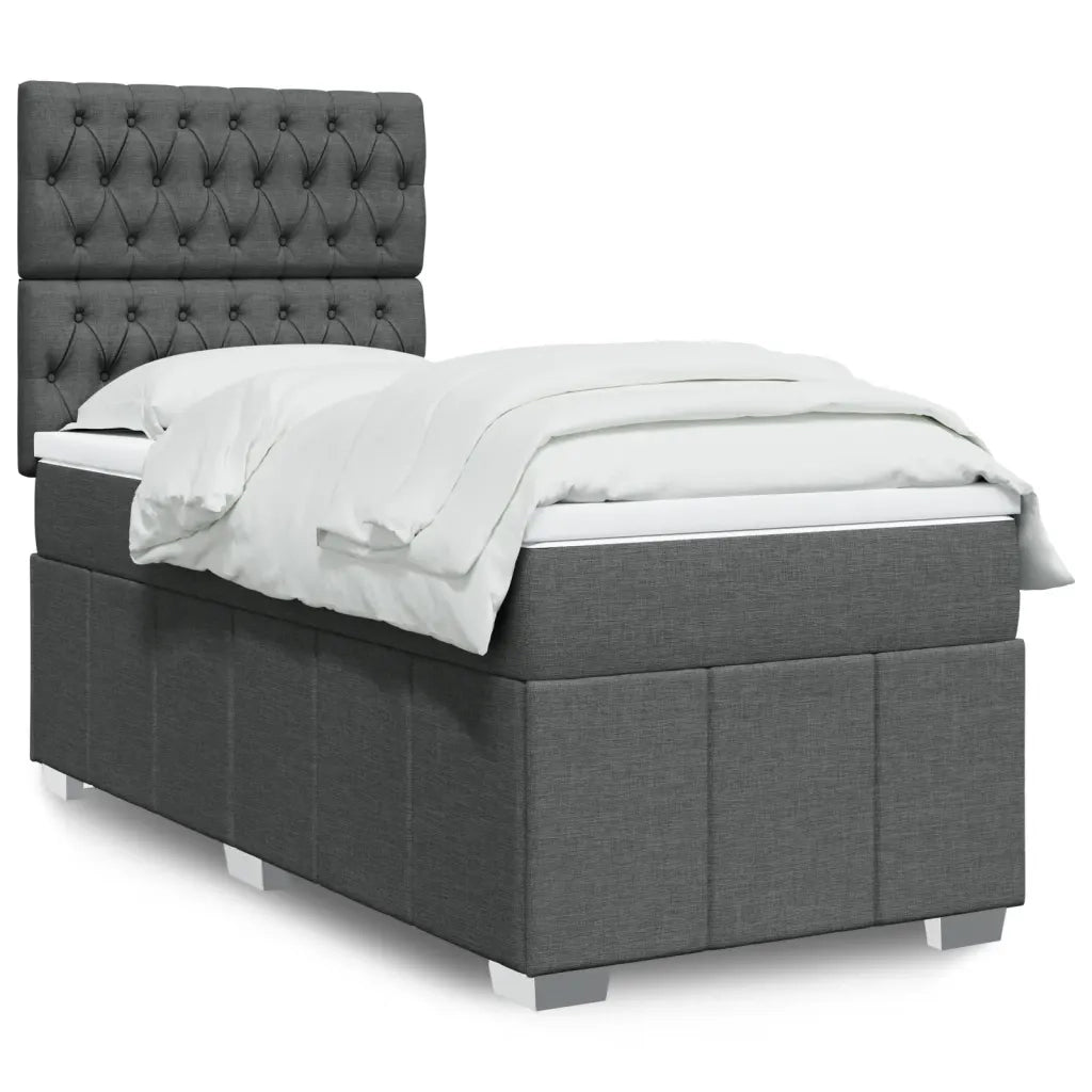 Giroletto a Molle con Materasso Grigio Scuro 90x200 cm Tessuto 3293859