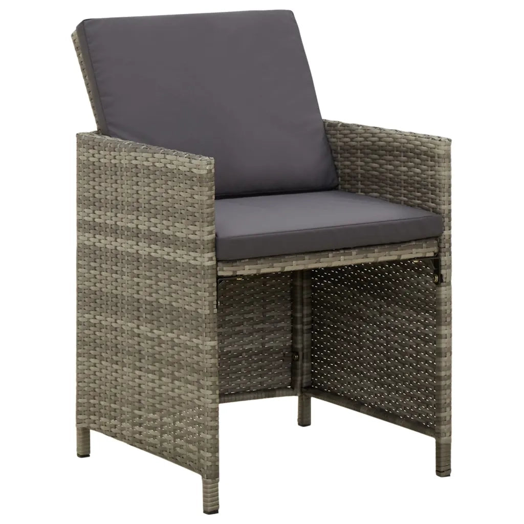Sedie da Giardino 4 pz | Sedie da Esterno con Cuscini in Polyrattan Grigio