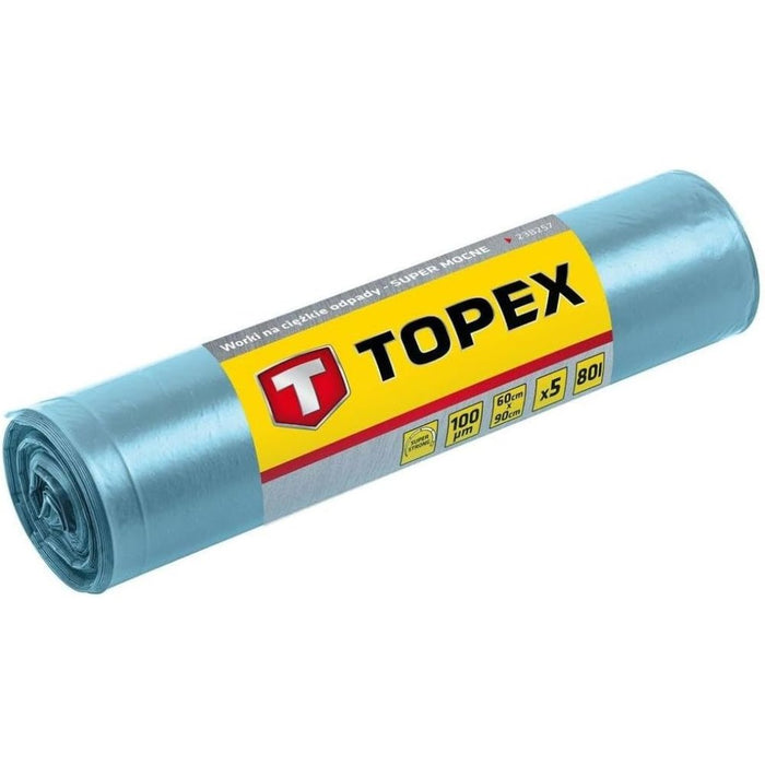 Topex 23b257 sacchi per rifiuti i pesanti super forti 80 l blu 5