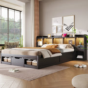 LETTO a piattaforma 140x200 cm con testiera e pediera contenitore nero