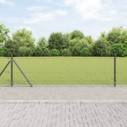 Recinzione a Rete Saldato con 7 Pali Flangiati Grigio 0.4x10 m Acciaio
