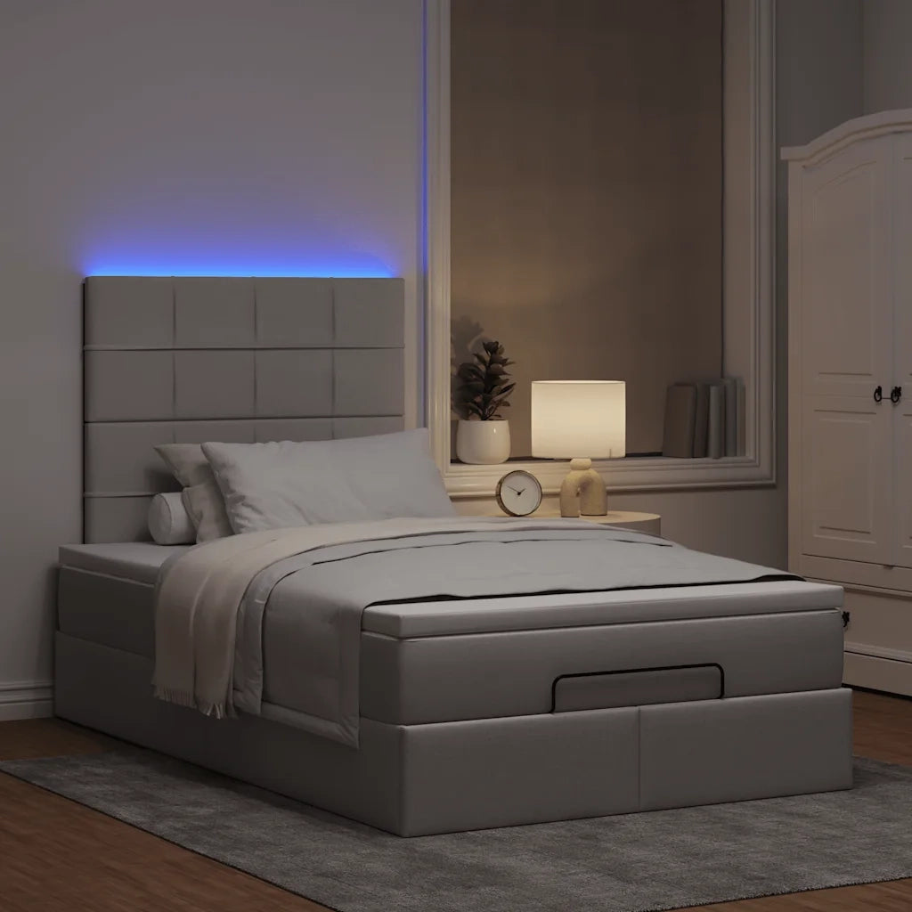 vidaXL Struttura Letto Pouf con Materasso Tortora 120x200cm in Tessuto