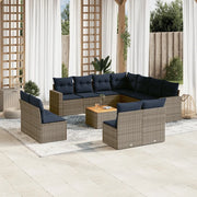 Set Divani da Giardino 12 pz con Cuscini Grigio in Polyrattan 3256516