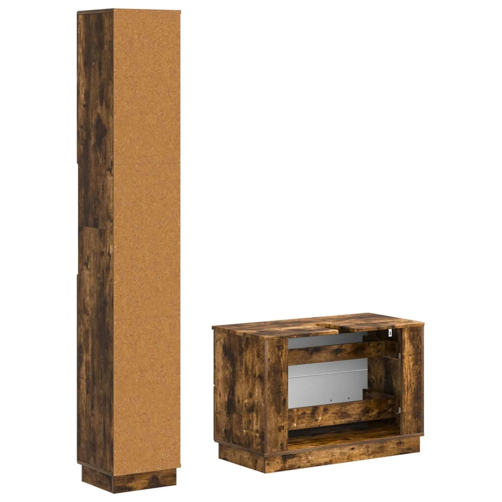 Set di Armadi da Bagno da 2 Pezzi HOORN Rovere Fumo 3417554