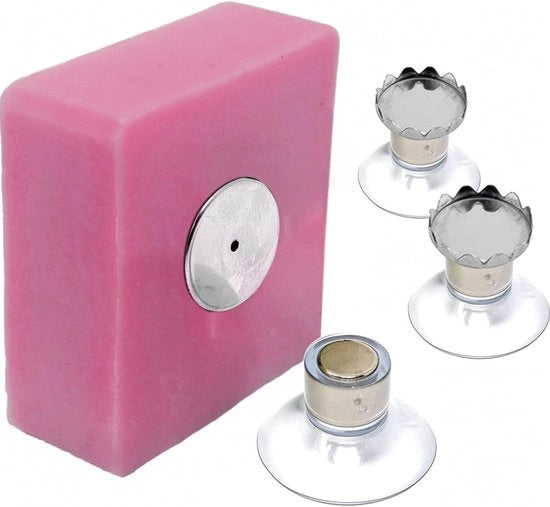Set di 3 posatori di sapone magnetici - Acciaio inossidabile - Montaggio alla parete - Senza forare
