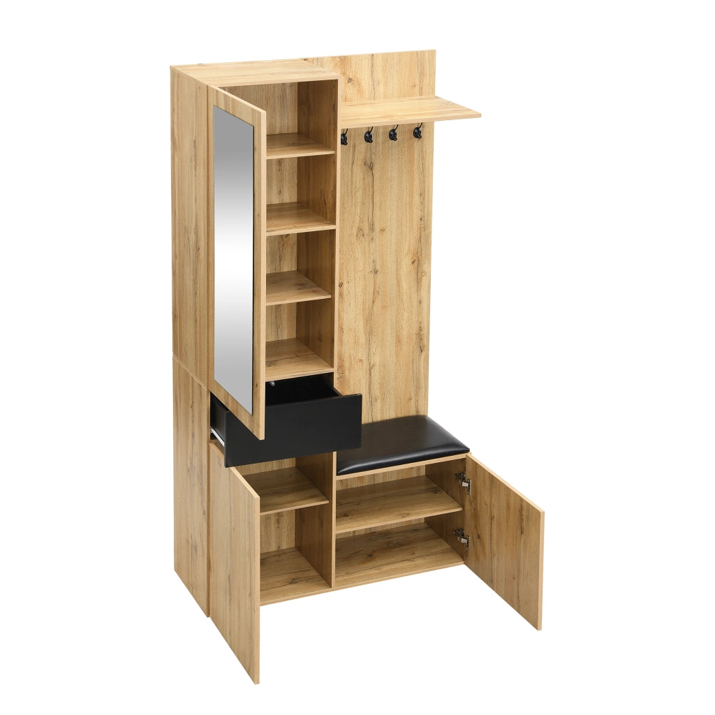 GARDEROBA DA INGRESSO 98,5x38x191 cm Nero/Legno in MDF