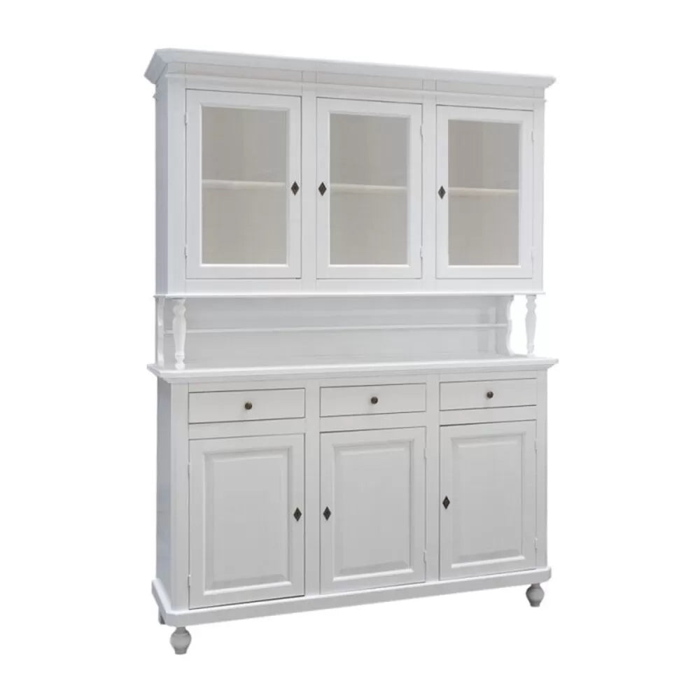 Cristalliera arte povera 3 ante in legno shabby bianco 150x43x205h (1188) - Mobili 2G