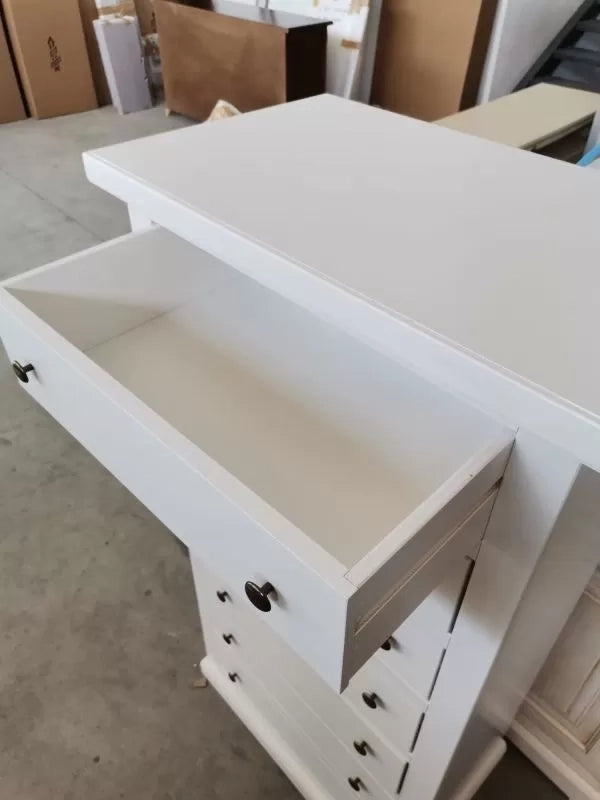 Cassettiera 7 cassetti in legno shabby bianco 68x40x125 - Mobili 2G