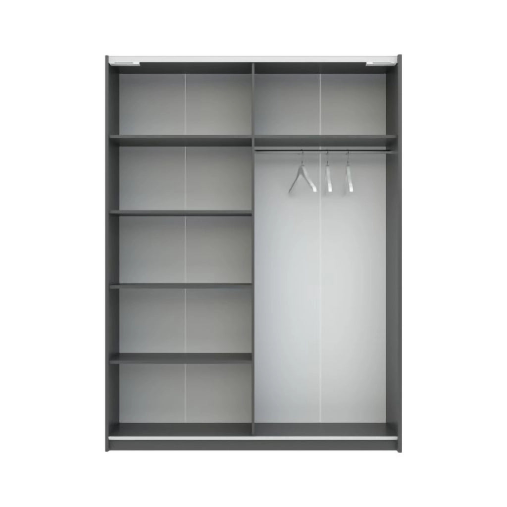 Armadio Camera da Letto Manita, Guardaroba 2 Ante 2 Ripiani, 150x204h cm Nero Antracite