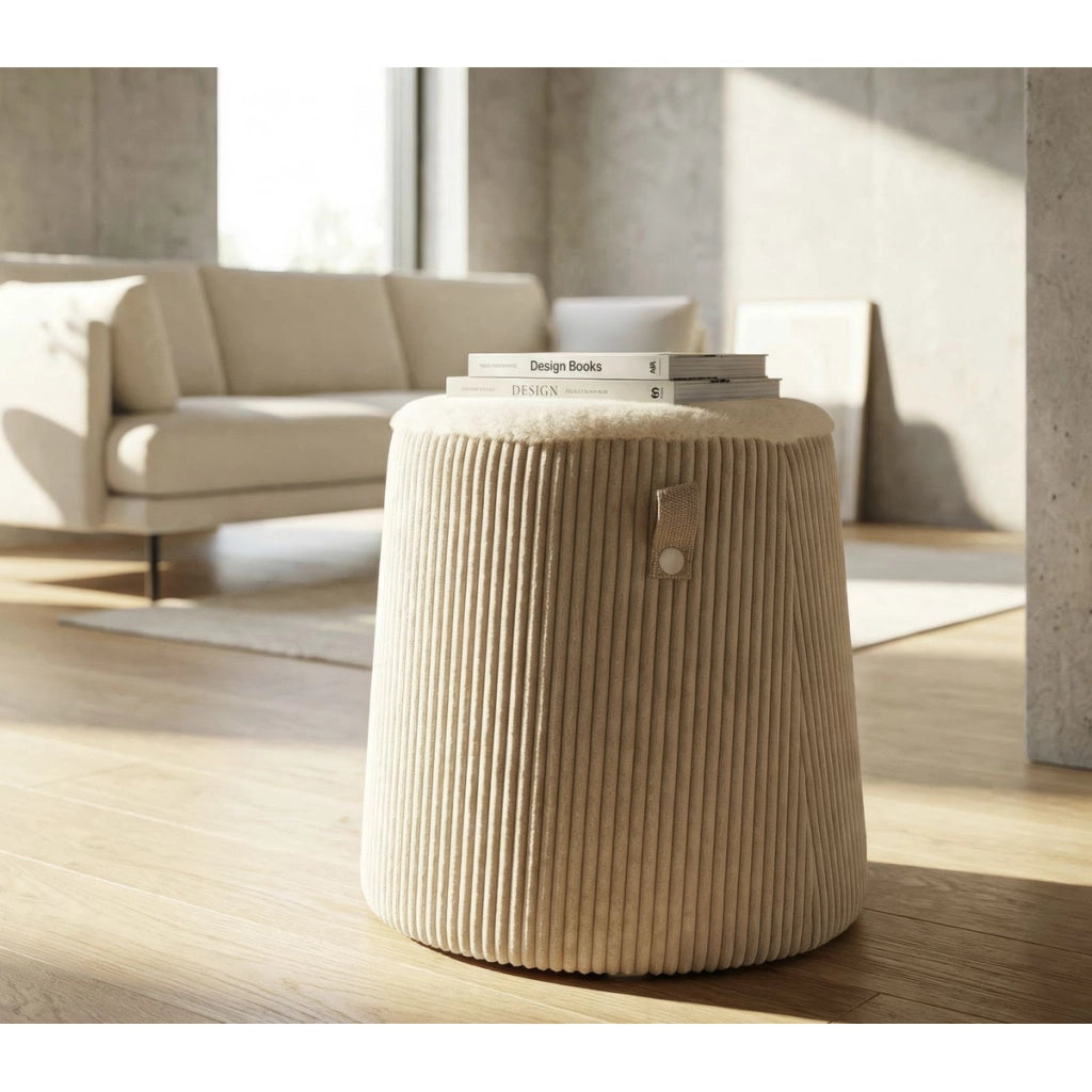 Pouf Dublino conico in poliestere bianco