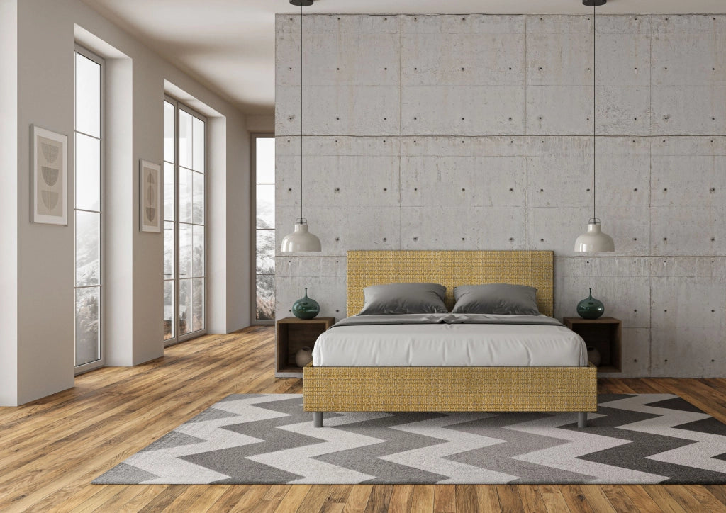 Letto Matrimoniale 160x200 cm con Rete e Contenitore Adele Labirinto 06 Giallo