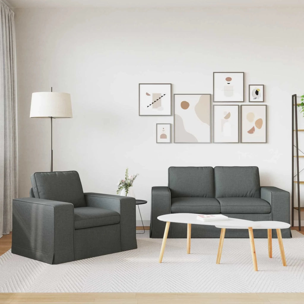 Set di divani 2 pcs Grigio scuro 162 x 80 x 82 cm Tessuto