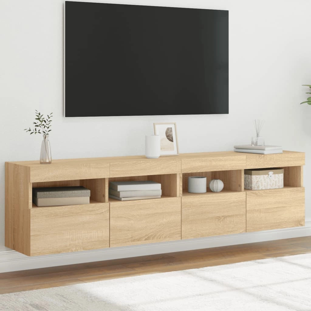 Mobili TV a Parete con Luci LED 2pz Rovere Sonoma 80x30x40 cmcod mxl 87888