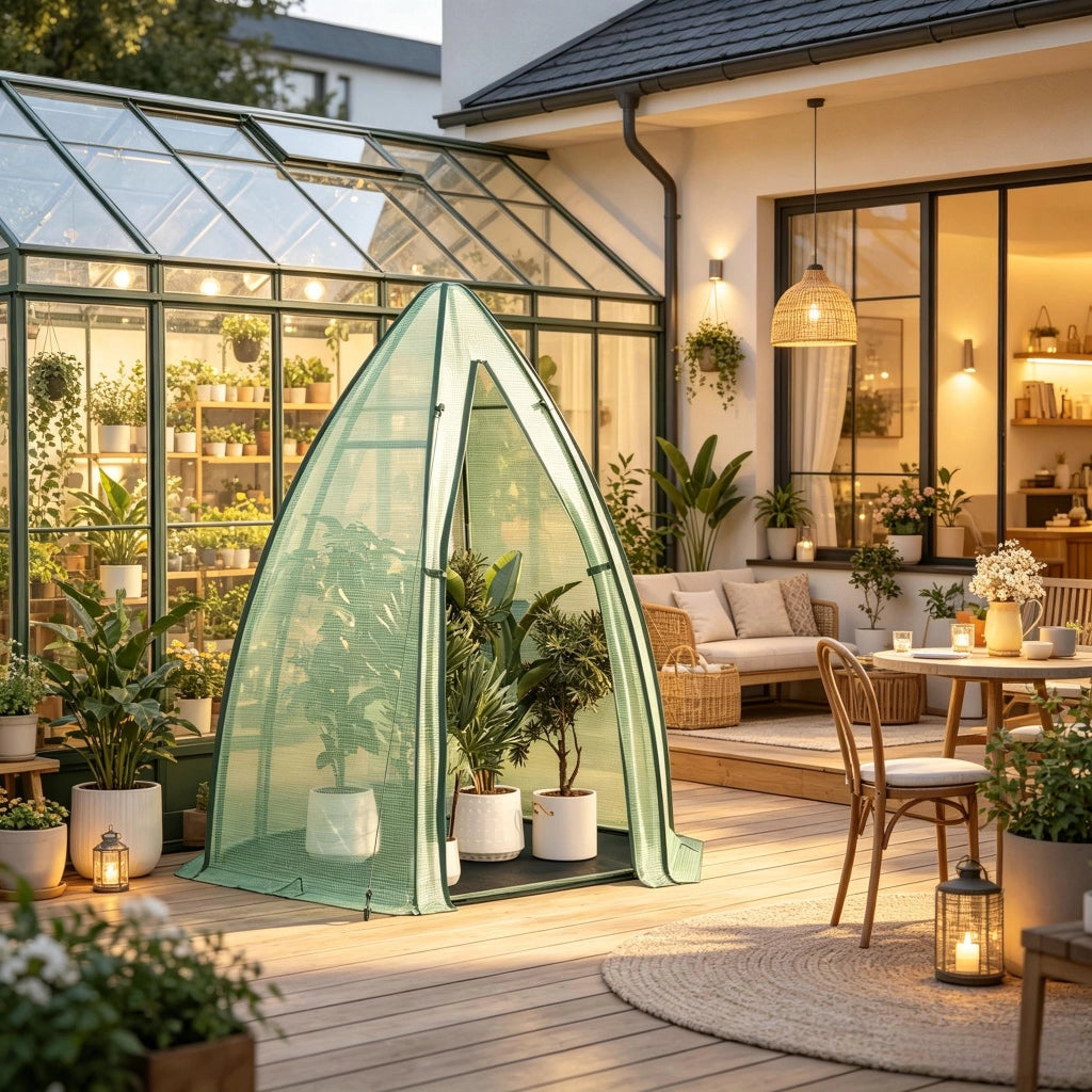 Semenzaio da giardino con base, porta e finestra con cerniera in PE e acciaio verde 160 × 180 × 160 cm robusto