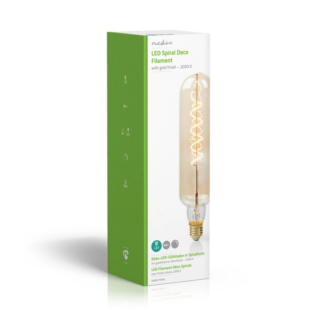 Lampadina a spirale LED E27 8,5W 600lm 2000K dimmerabile formato T65 Dorato Nedis