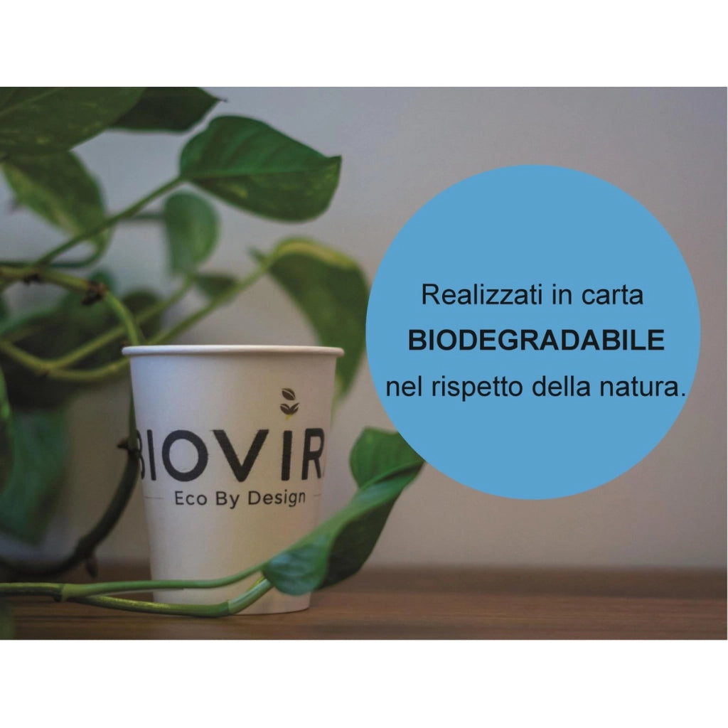 BIOVIRA 100 Bicchieri di Carta da 240 ml Monouso Biodegradabili, Calendario Gastronomico 2026 – Ideali per Acqua e Bevande Calde e Fredde, Alternativa Ecologica ai Bicchieri di Plastica Usa e Getta