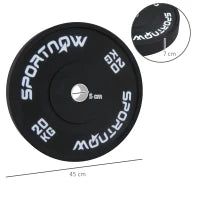 Set di 2 Dischi Palestra da 20kg per Bilanciere e Manubri con Attacco Ø5cm, Nero