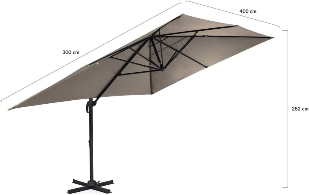 Calvi Taupe 3x4 M ombrellone sfalsato a 360° con Copertura