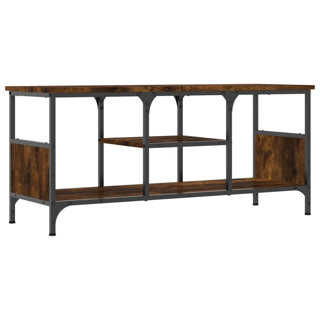 Mobile TV Rovere Fumo 100x35x45 cm in Legno Multistrato e Ferro 831800