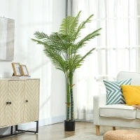 Pianta artificiale interna a palma, con vaso in plastica, altezza 180 cm, Verde