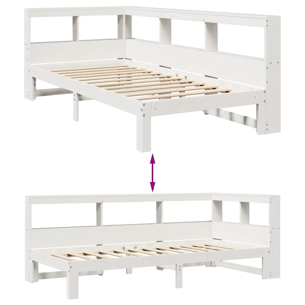 Letto con Libreria senza Materasso-Struttura Letto con contenitore 75x190 cm in Legno Pino 233718