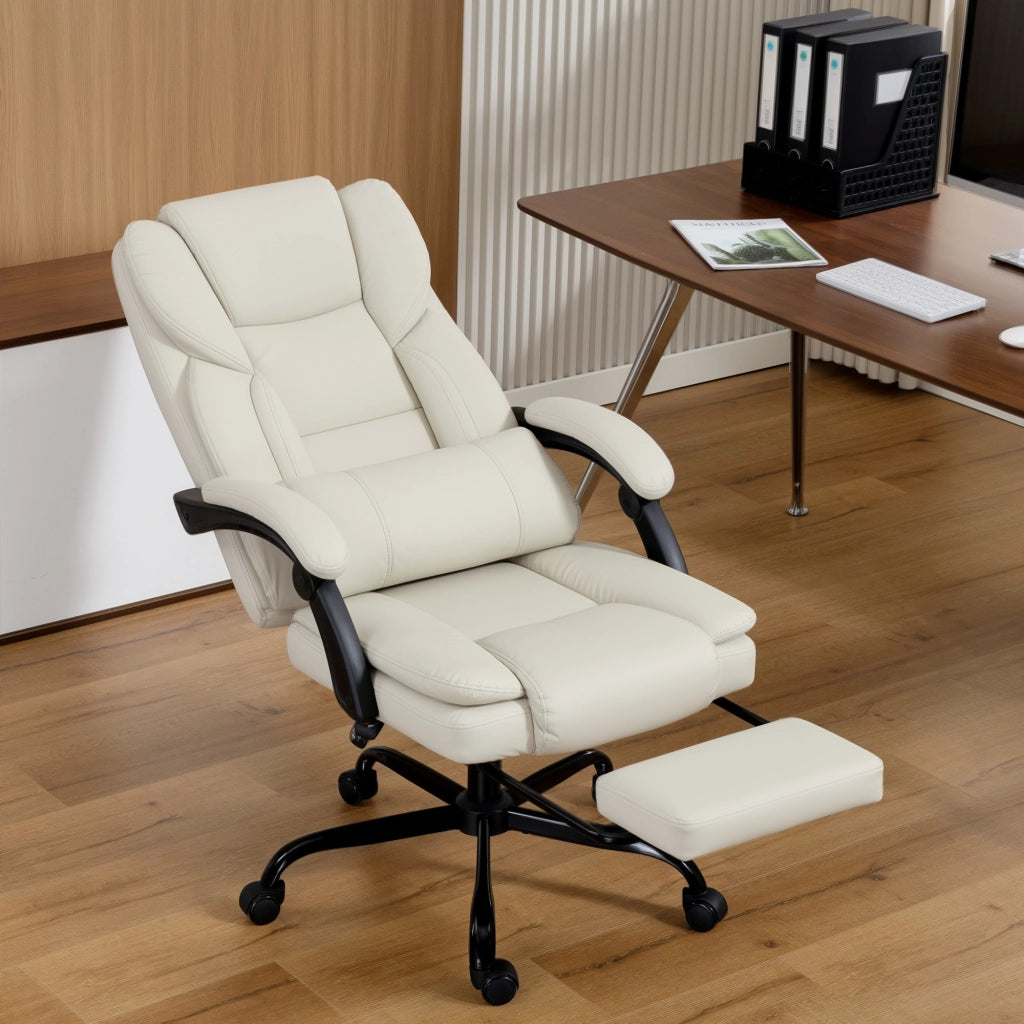 Sedia da Ufficio con Poggiapiedi ¨C Xylo ¨C Ecopelle Beige Regolabile