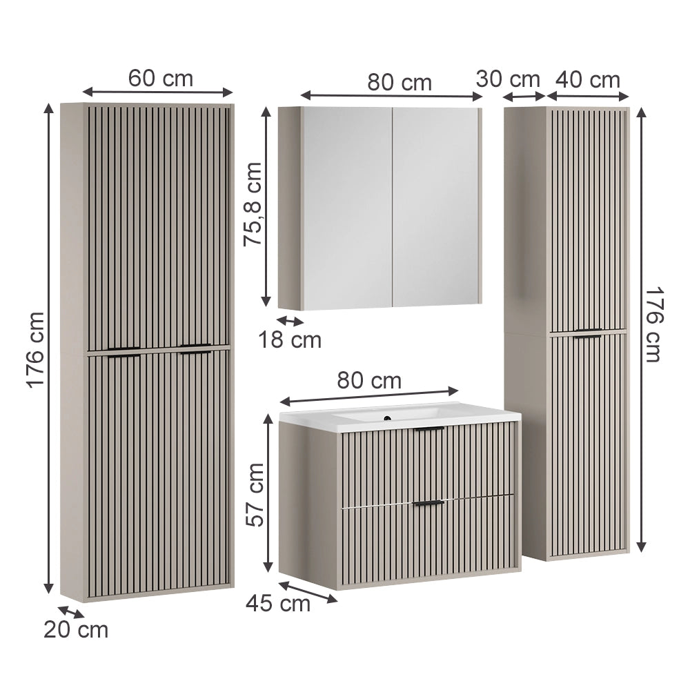 Vicco Set di mobili da bagno Cachemire 5 parti